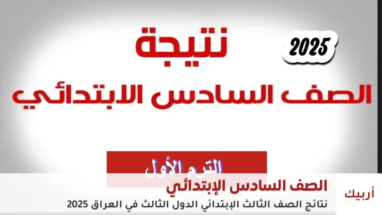 نتائج السادس الابتدائي الدور الثالث